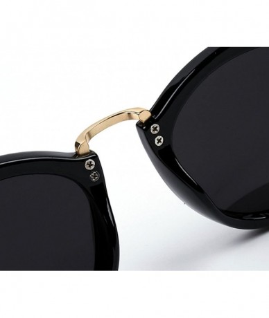 Square Inlaid Crystal Cat Eye Personalized Sunglasses for Womens - Black Frame/Gold Mirror - CI12EN0TITD $41.61