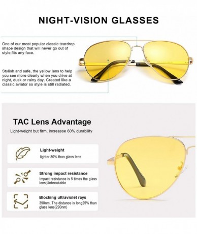 Aviator Aviator Night-Vision Driving Anti-Glare Glasses- HD Sight Polarized Yellow Night Guide Rainy Safe Glasses - CH18ILWKG...