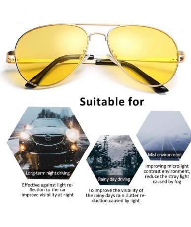 Aviator Aviator Night-Vision Driving Anti-Glare Glasses- HD Sight Polarized Yellow Night Guide Rainy Safe Glasses - CH18ILWKG...