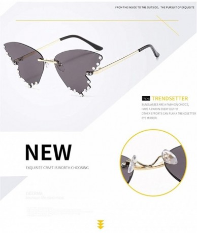 Butterfly Butterfly Sunglasses Women Trendy Oversized Rimless with Rhinestones Eyewear UV Protection - C6 Gold Pink - CZ190HD...