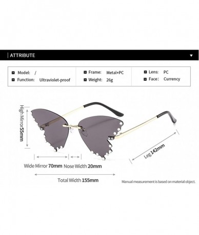 Butterfly Butterfly Sunglasses Women Trendy Oversized Rimless with Rhinestones Eyewear UV Protection - C6 Gold Pink - CZ190HD...