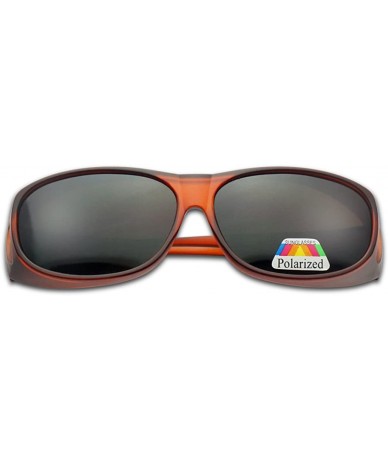 Wrap Fit Over Wrap Sunglasses w/ Super Dark Polarized Lens - Size Medium Wear Over - Brown - CI11Y9WIUCR $19.45