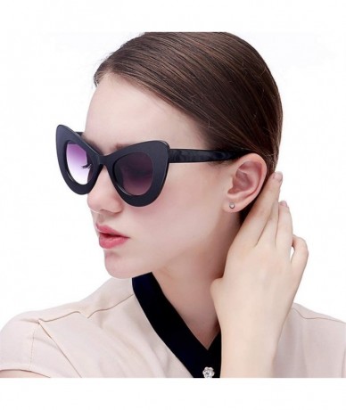 Cat Eye Big Frame Cat Eye Sunglasses for Women Oval Acetate Frame Sun Glasses - C9 - CF198032X6R $20.39