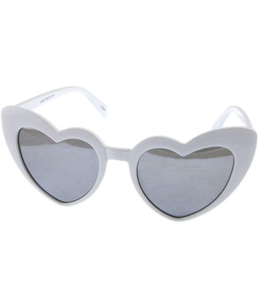 Oversized Heart Sunglasses - Cool 80s Retro Style Shades - Red - White - Pink - Black Frames - White - CK18RD09MS3 $20.60