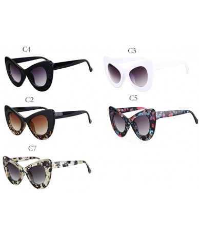 Cat Eye Big Frame Cat Eye Sunglasses for Women Oval Acetate Frame Sun Glasses - C9 - CF198032X6R $20.39