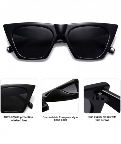 Cat Eye Retro Square Cateye Polarized Women Sunglasses Trendy Style BELLA SJ2115 - C1 Black Frame/Grey Lens - C8196T3I0AZ $22.39