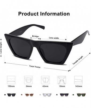 Cat Eye Retro Square Cateye Polarized Women Sunglasses Trendy Style BELLA SJ2115 - C1 Black Frame/Grey Lens - C8196T3I0AZ $22.39