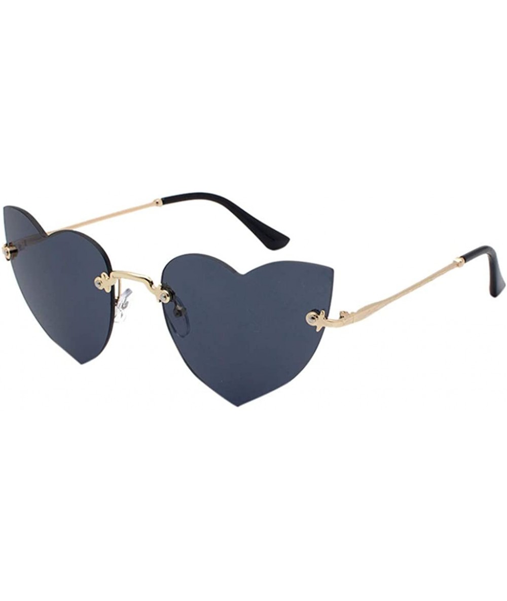 Rimless Heart Rimless Sunglasses Lightweight Al-Mg Alloy Metal Frame Composite-UV400 Lens Glasses for Men and Women - CI1902Y...