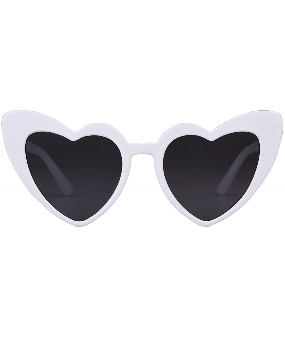 Aviator Clout Goggle Heart Sunglasses Vintage Cat Eye Mod Style Retro Kurt Cobain Glasses - White Grey - CT188YHACZI $22.37