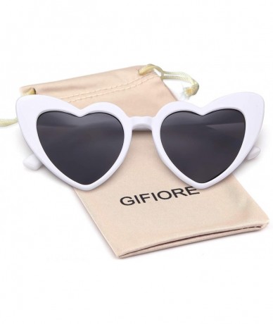 Aviator Clout Goggle Heart Sunglasses Vintage Cat Eye Mod Style Retro Kurt Cobain Glasses - White Grey - CT188YHACZI $22.37