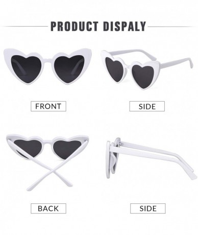 Aviator Clout Goggle Heart Sunglasses Vintage Cat Eye Mod Style Retro Kurt Cobain Glasses - White Grey - CT188YHACZI $22.37