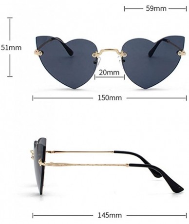 Rimless Heart Rimless Sunglasses Lightweight Al-Mg Alloy Metal Frame Composite-UV400 Lens Glasses for Men and Women - CI1902Y...