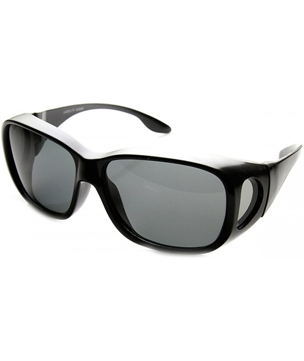 Wrap Large Polarized Wrap Side Lens Fully Protected Square Fit Over Sunglasses - Black - C811V1ZN2QJ $26.46