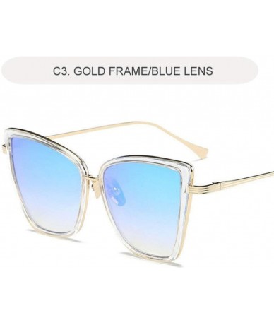 Cat Eye Cat Eye Sunglasses Women Vintage Metal Glasses for Women Mirror Retro Sun Woman Uv400 Women's Sunglasses - CO198O9L2Y...