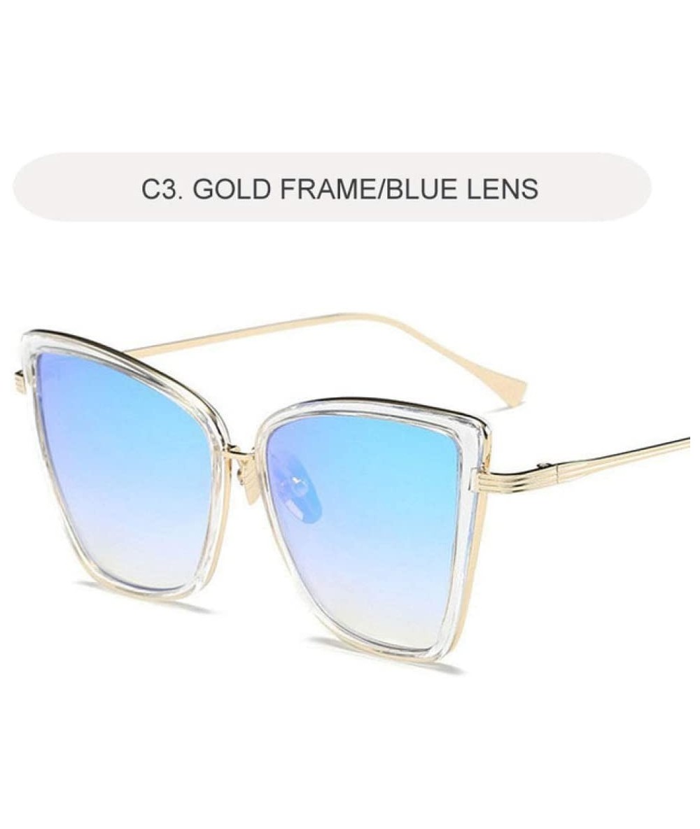 Cat Eye Cat Eye Sunglasses Women Vintage Metal Glasses for Women Mirror Retro Sun Woman Uv400 Women's Sunglasses - CO198O9L2Y...