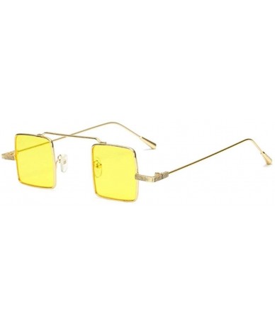 Square Small Square Steampunk Sunglasses for Women and Men Flat Top Metal Frame UV400 - C7 Gold Yellow - CE198GC4SXM $22.47