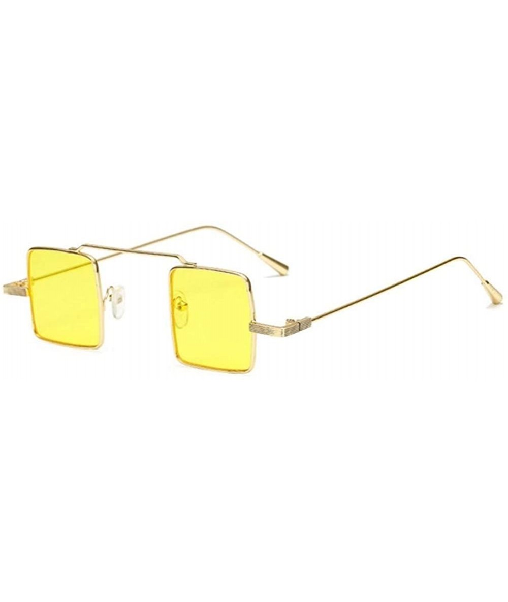 Square Small Square Steampunk Sunglasses for Women and Men Flat Top Metal Frame UV400 - C7 Gold Yellow - CE198GC4SXM $22.47