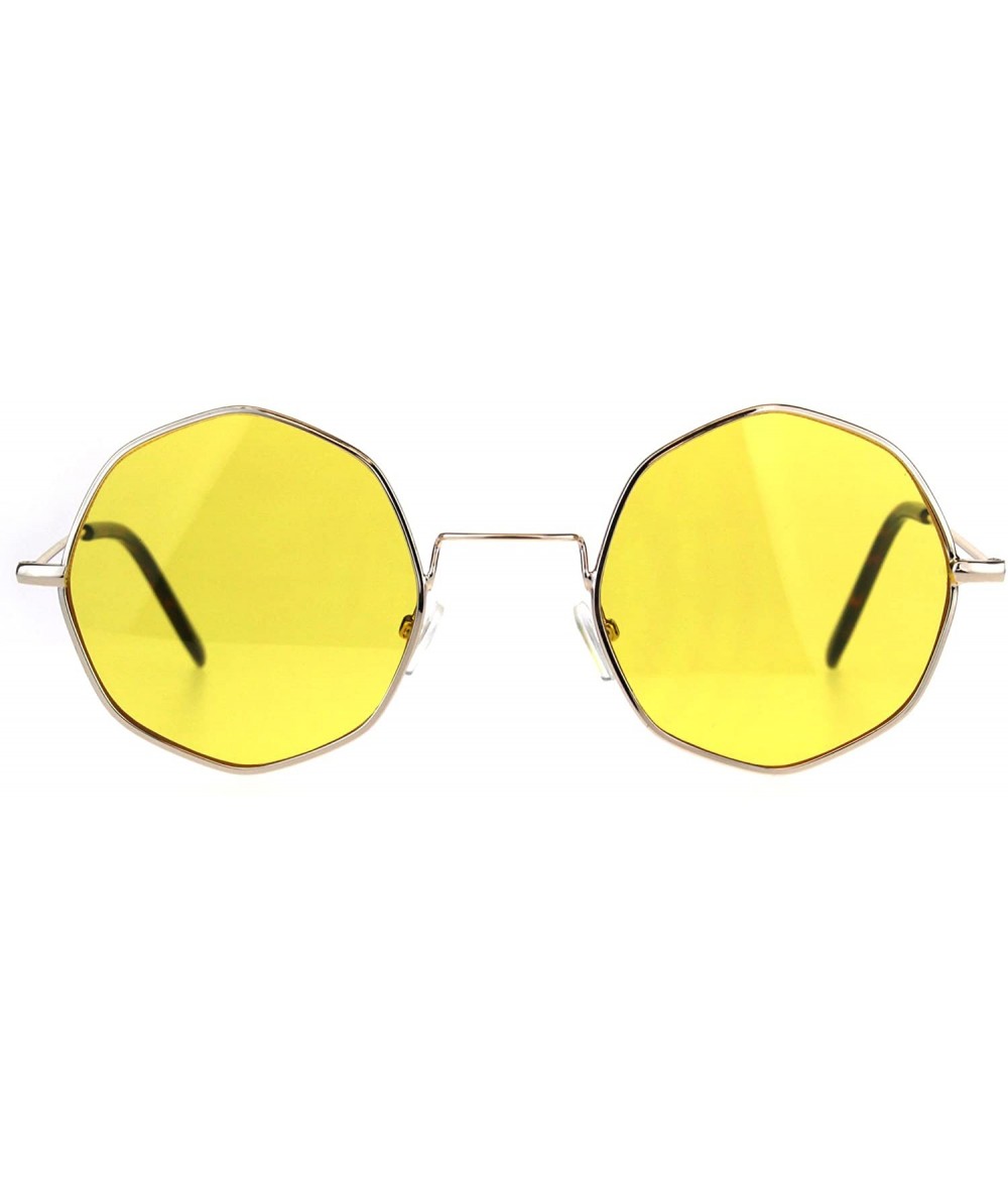 Square Dopy Color Lens Octagon Metal Wire Rim Pimp Hippie Sunglasses - Gold Yellow - CY189U6OSAS $22.29