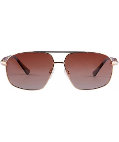 Oval Polarized Sunglasses Men's Metal Frame UV400 Glasses-SG15808182 - 1581 Gold&redsandalwood - C118LU3WG79 $19.17