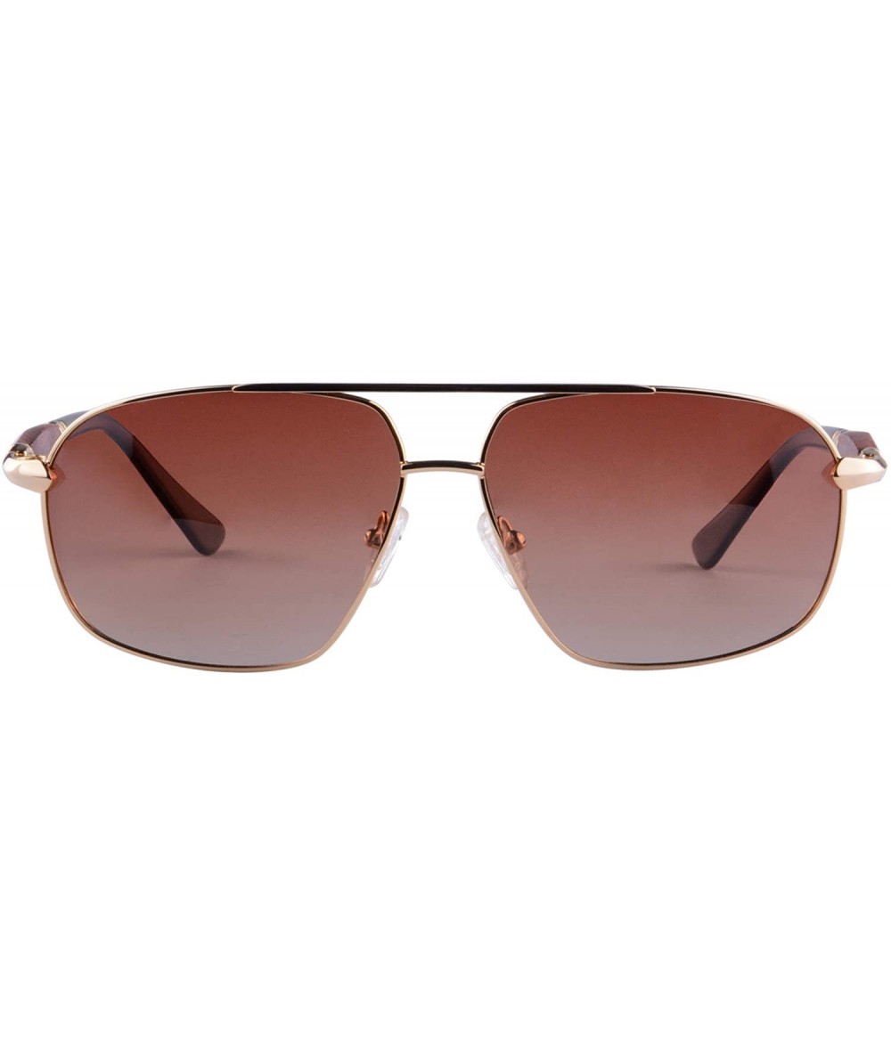 Oval Polarized Sunglasses Men's Metal Frame UV400 Glasses-SG15808182 - 1581 Gold&redsandalwood - C118LU3WG79 $19.17