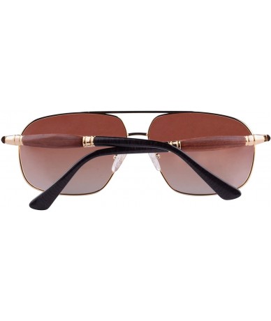 Oval Polarized Sunglasses Men's Metal Frame UV400 Glasses-SG15808182 - 1581 Gold&redsandalwood - C118LU3WG79 $19.17