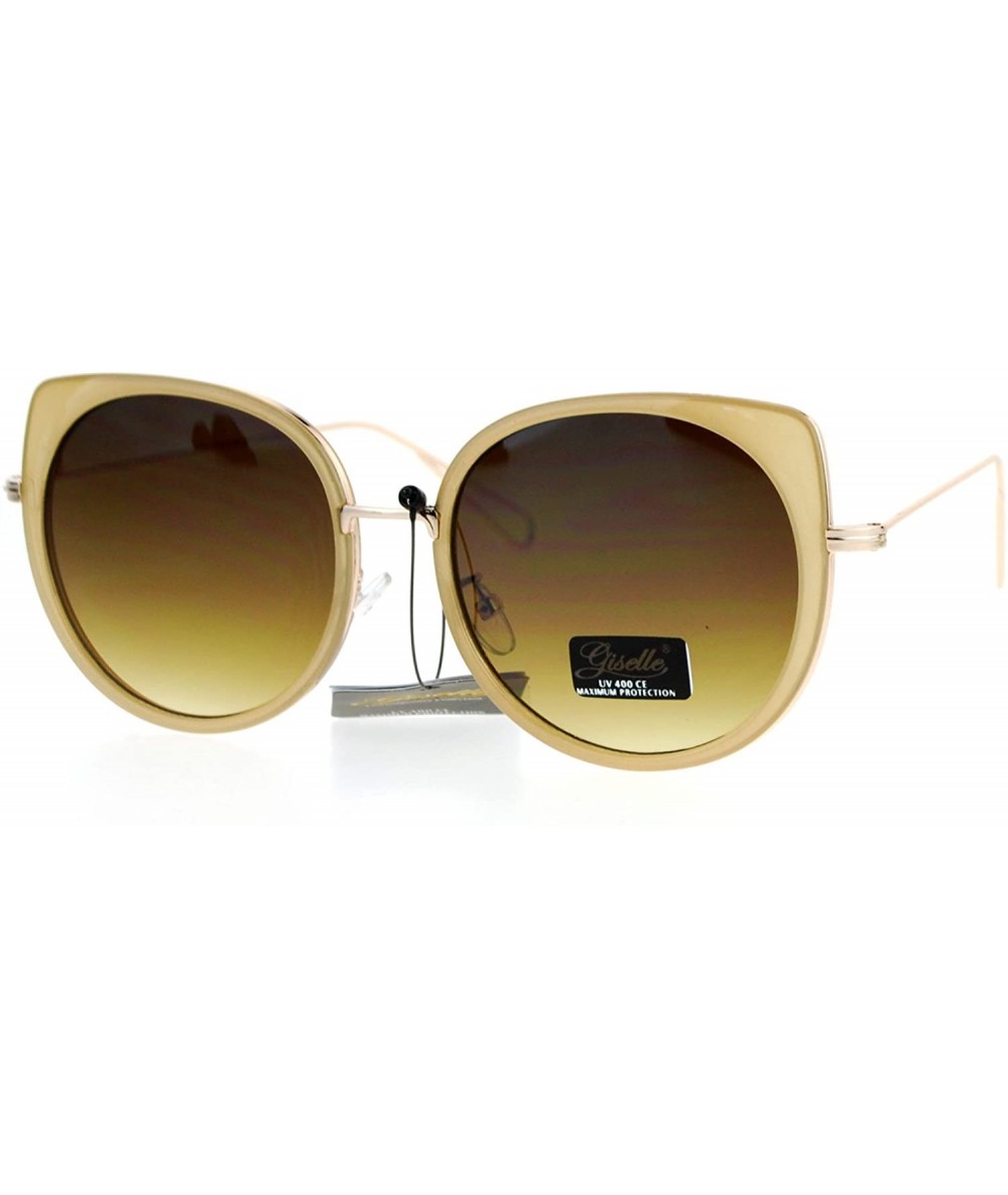 Cat Eye Giselle Womens Bat Shape Oversize Cat Eye Flat Lens Sunglasses - Beige - C712LZSNI8N $23.12