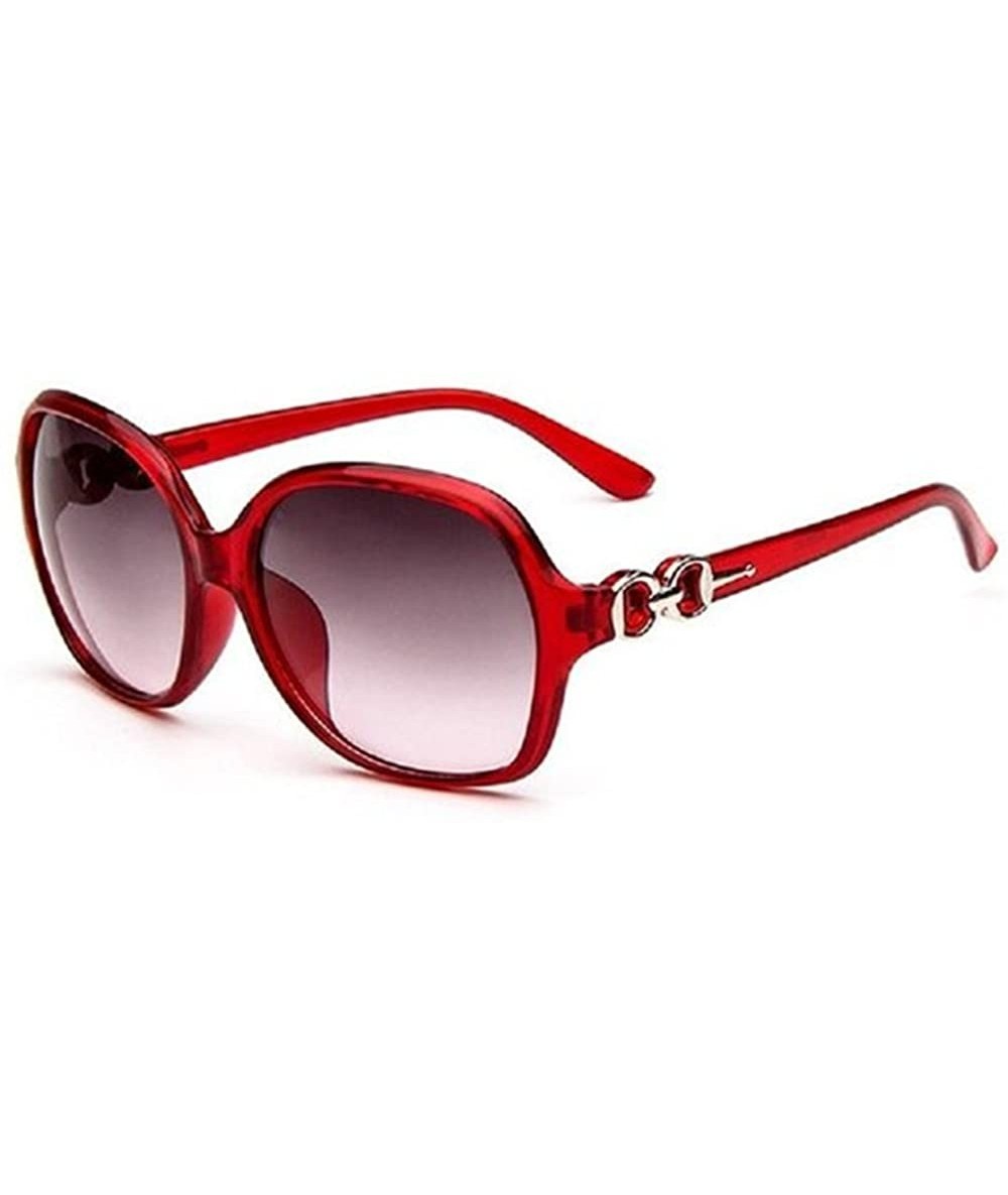 Round Female Fashion Plastic Hollow Frame Rimmed Sunglasses - Red - CV18C0YIG4Z $18.89