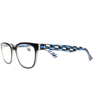 Square Stylish Readers Large Big Square Clears Lens Check Patterns Reading Glasses +1.00 ~ +4.00 - Blue - CX188NEADQ5 $17.43