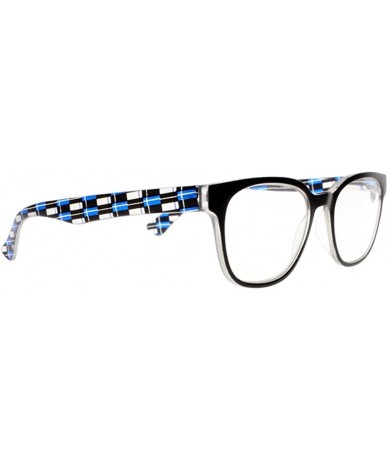 Square Stylish Readers Large Big Square Clears Lens Check Patterns Reading Glasses +1.00 ~ +4.00 - Blue - CX188NEADQ5 $17.43