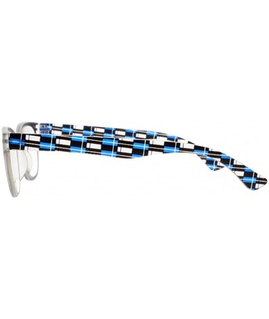 Square Stylish Readers Large Big Square Clears Lens Check Patterns Reading Glasses +1.00 ~ +4.00 - Blue - CX188NEADQ5 $17.43