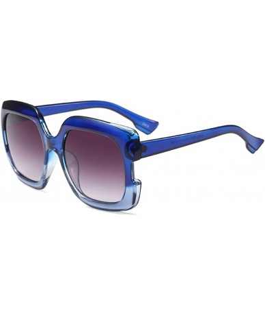 Oval Sunglasses Oversized Rectangular Frame Women's Fashion Sun Resin frame - Blue - CI18DUKIC4L $20.44