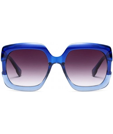 Oval Sunglasses Oversized Rectangular Frame Women's Fashion Sun Resin frame - Blue - CI18DUKIC4L $20.44