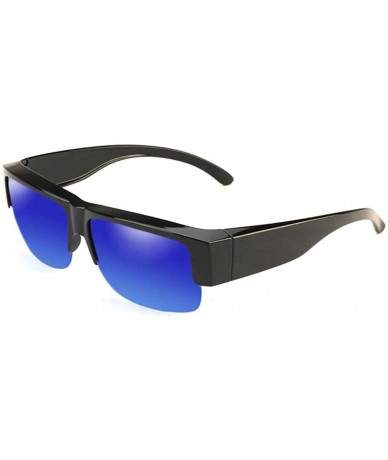 Rimless Polarized Sunglasses Wear Over Prescription Glasses Unisex Wrap Around Sun Glasses - Blue - CI18S5N56HW $33.64