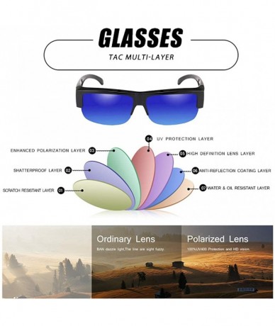 Rimless Polarized Sunglasses Wear Over Prescription Glasses Unisex Wrap Around Sun Glasses - Blue - CI18S5N56HW $33.64