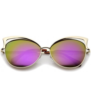 Oversized Women's Oversize Open Metal Frame Colored Mirror Lens Cat Eye Sunglasses 61mm - Gold / Purple Mirror - C012KCNP051 ...