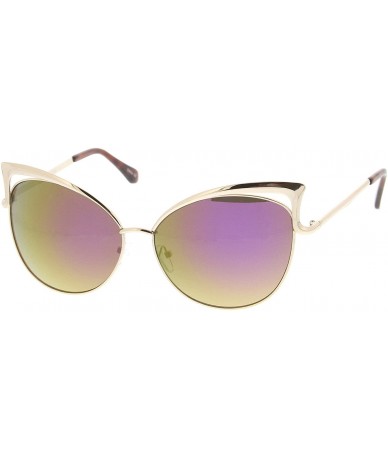 Oversized Women's Oversize Open Metal Frame Colored Mirror Lens Cat Eye Sunglasses 61mm - Gold / Purple Mirror - C012KCNP051 ...