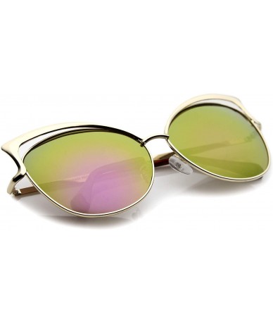 Oversized Women's Oversize Open Metal Frame Colored Mirror Lens Cat Eye Sunglasses 61mm - Gold / Purple Mirror - C012KCNP051 ...