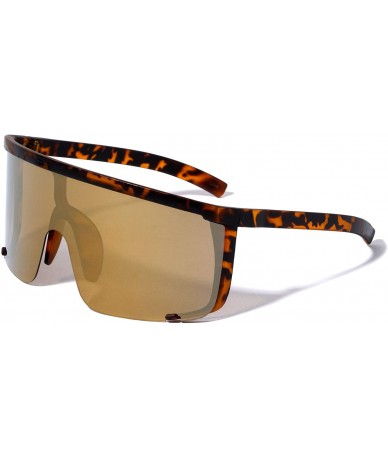 Round Benoni Round Sport Style Color Mirror Shield Lens Sunglasses - Brown - CZ1974TQG0L $26.57