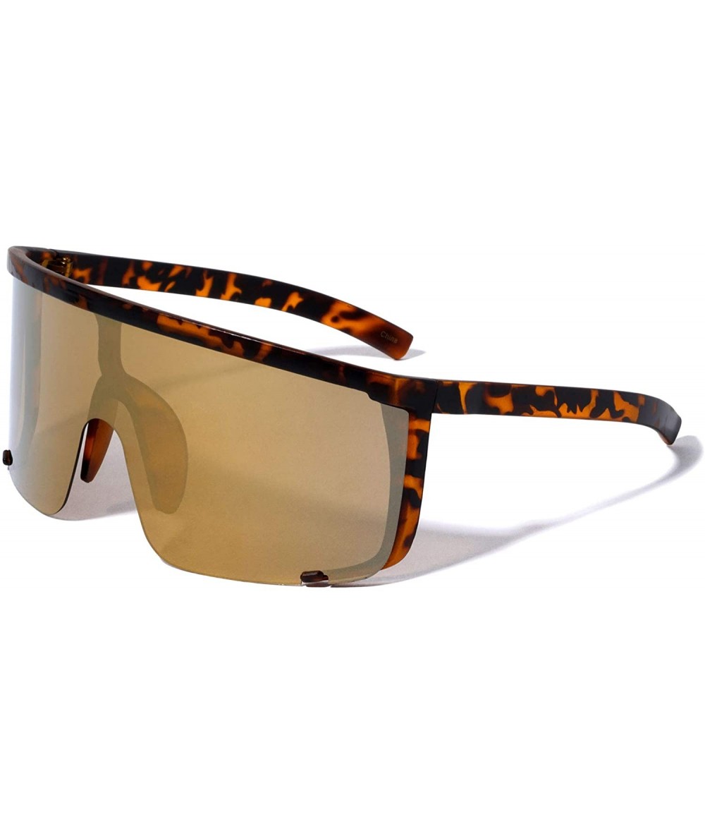 Round Benoni Round Sport Style Color Mirror Shield Lens Sunglasses - Brown - CZ1974TQG0L $26.57