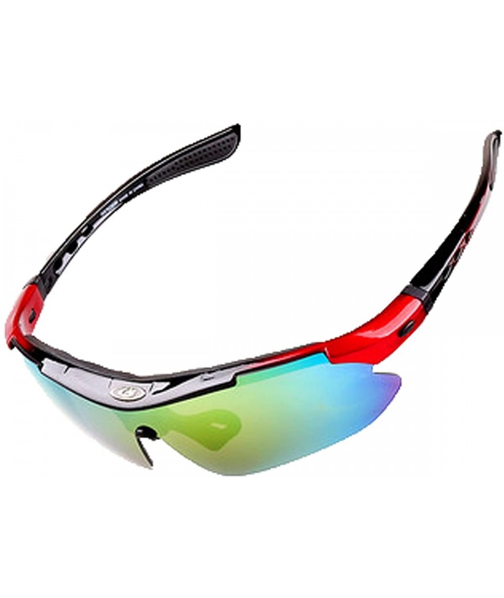 Sport Polarized Sunglasses Interchangeable Cycling Baseball - Red - C0184KDY4L5 $69.15