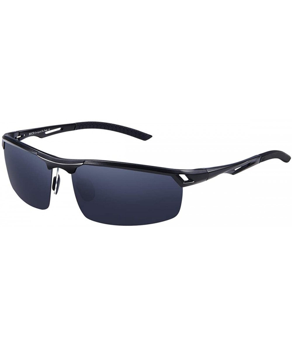 Wrap Men's Polarized Sunglasses for Men Sports Driving Cycling Running Golf 8550 - Black Frame Gray Lens - CY1883IXDM4 $45.86