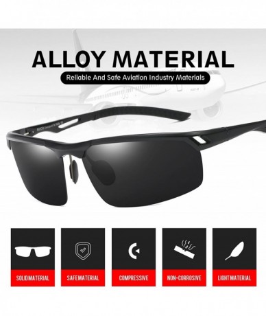 Wrap Men's Polarized Sunglasses for Men Sports Driving Cycling Running Golf 8550 - Black Frame Gray Lens - CY1883IXDM4 $45.86