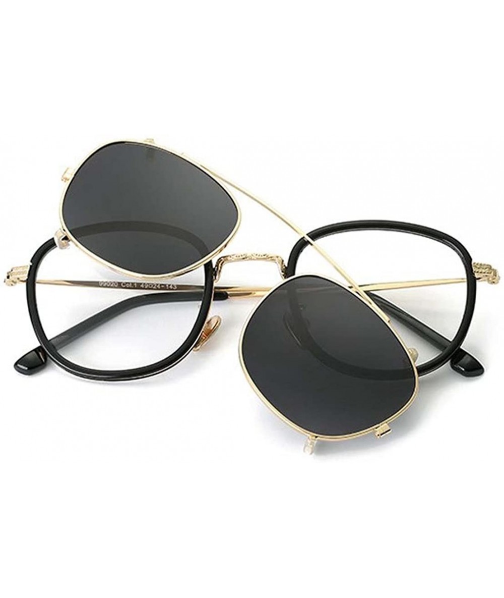 Oval Removable steam punk sunglasses double glasses - Black Color - CB184A6LHIY $56.08