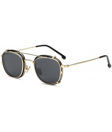 Oval Removable steam punk sunglasses double glasses - Black Color - CB184A6LHIY $56.08