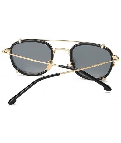 Oval Removable steam punk sunglasses double glasses - Black Color - CB184A6LHIY $56.08