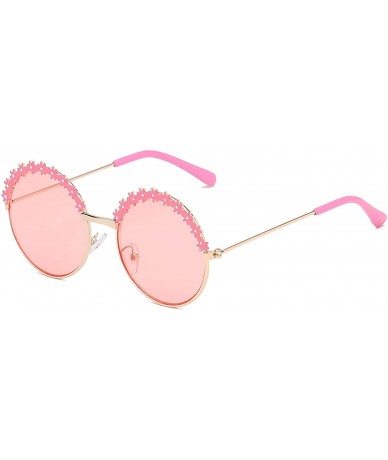 Round 2019 Festival Metal Frame Kids Sunglasses Flower Round Sun Glasses Girls Boys Baby Brand Children Oculos - Yellow - C91...