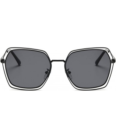 Square Retro Aviator Sunglasses For Men Women Vintage Square Sunglasses - Black - C818XRXQX3I $19.77