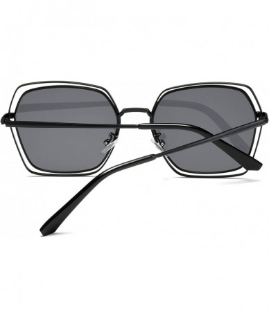 Square Retro Aviator Sunglasses For Men Women Vintage Square Sunglasses - Black - C818XRXQX3I $19.77