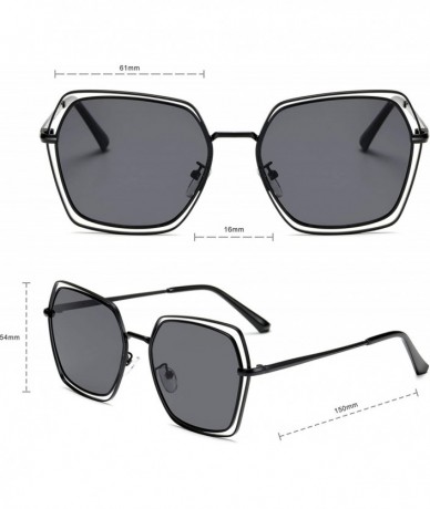 Square Retro Aviator Sunglasses For Men Women Vintage Square Sunglasses - Black - C818XRXQX3I $19.77