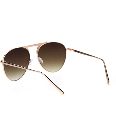 Aviator Womens Aviator Sunglasses Rhinestone Top Bridge Metal Frame UV 400 - Gold (Brown) - CN18TYSLE7D $21.77